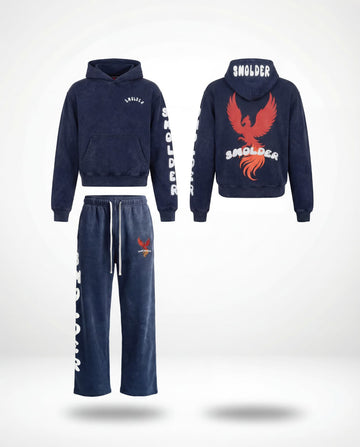 Acid wash premium sweatsuit (Navy Blue)