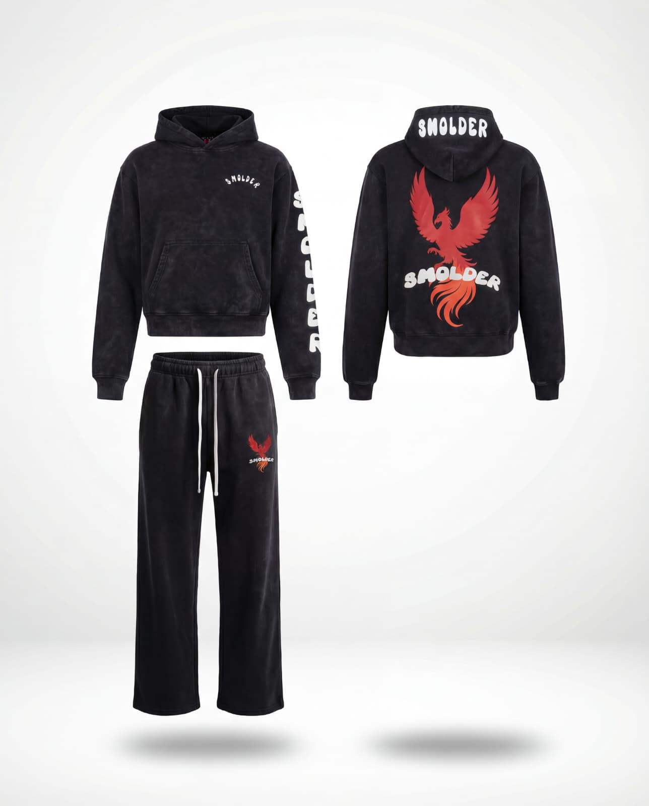 Acid wash premium sweatsuit (Black)