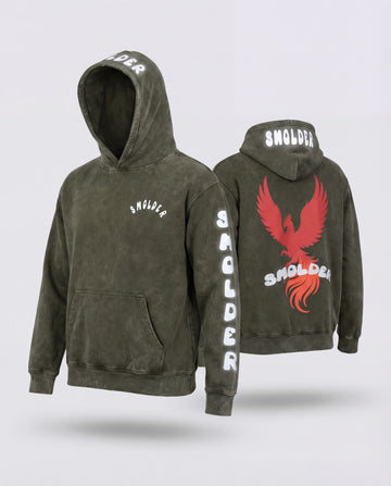 Acid wash premium hoddie with reflective print (Gray)